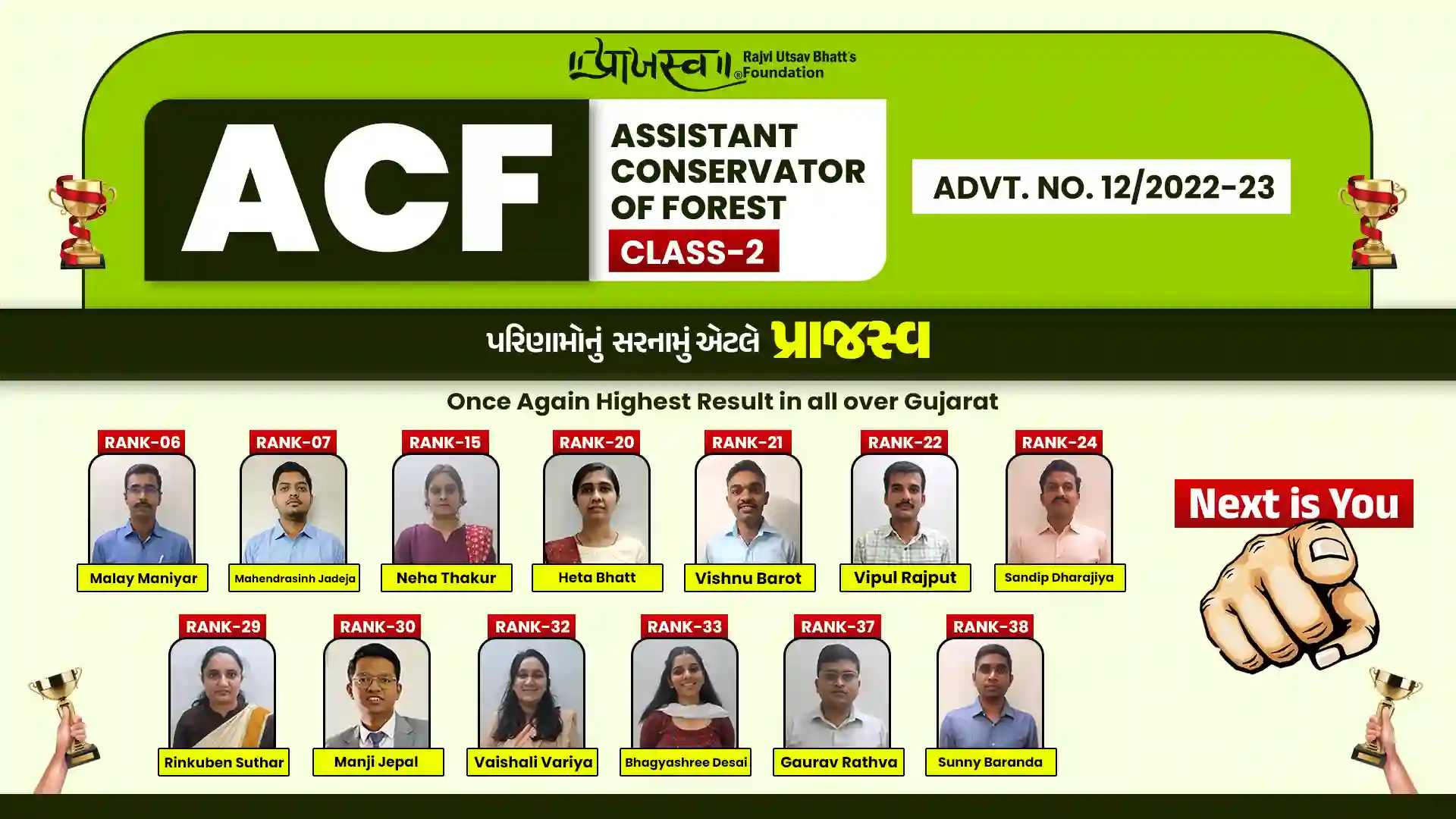 ACF (ASSISTANT CONSERVATOR OF FOREST) CLASS 2 ADVT NO. 12/2022-23 RESULT
