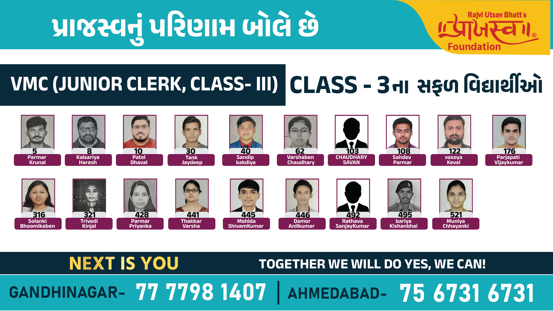 VMC ADVT NO. 996/202122 RESULT