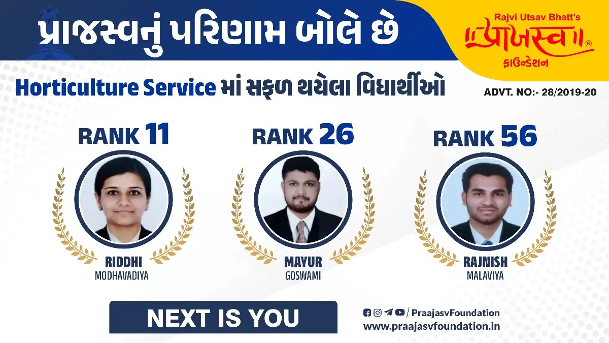 HORTICULTURE OFFICER ADVT NO. 28/201920 RESULT​